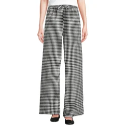 Gingham-Hose mit weitem Bein für Damen