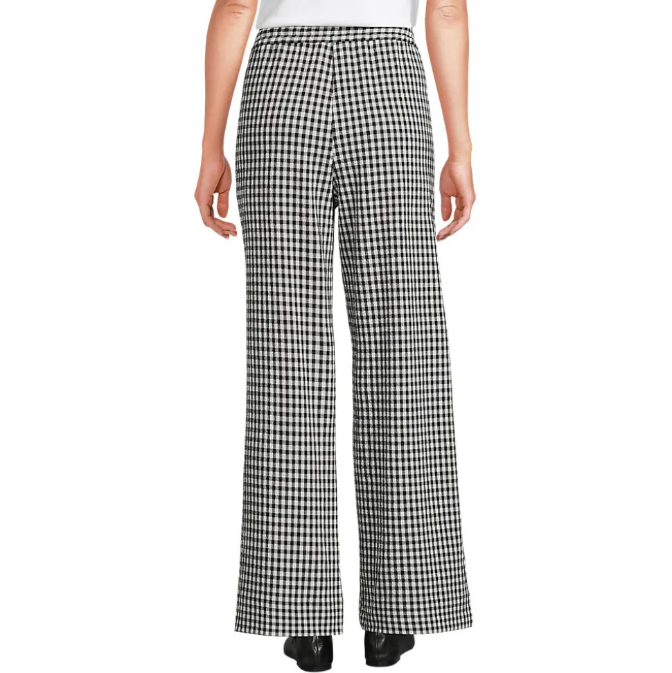 Gingham-Hose mit weitem Bein für Damen