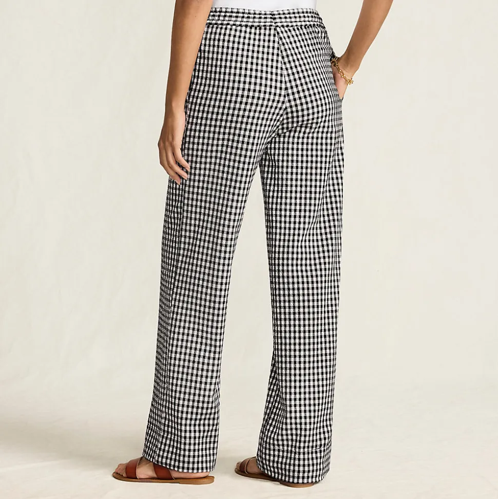 Gingham-Hose mit weitem Bein für Damen