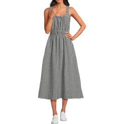 Gingham-Midikleid für Damen