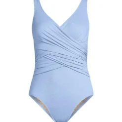 Glänzender Slender Badeanzug mit Wickeldetail für Damen