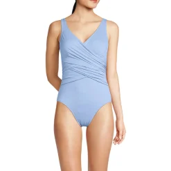 Glänzender Slender Badeanzug mit Wickeldetail für Damen