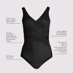 Glänzender Slender Badeanzug mit Wickeldetail für Damen