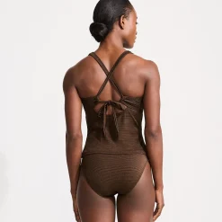 Glänzendes Tankini-Set mit Knotendesign für Damen