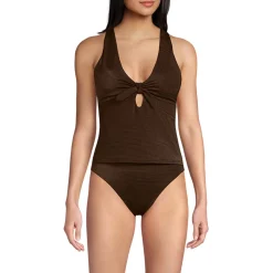 Glänzendes Tankini-Set mit Knotendesign für Damen