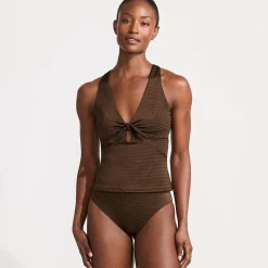 Glänzendes Tankini-Set mit Knotendesign für Damen