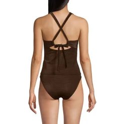 Glänzendes Tankini-Set mit Knotendesign für Damen