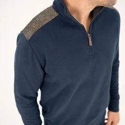 Harris Tweed Rippstrick-Pullover mit Reißverschluss