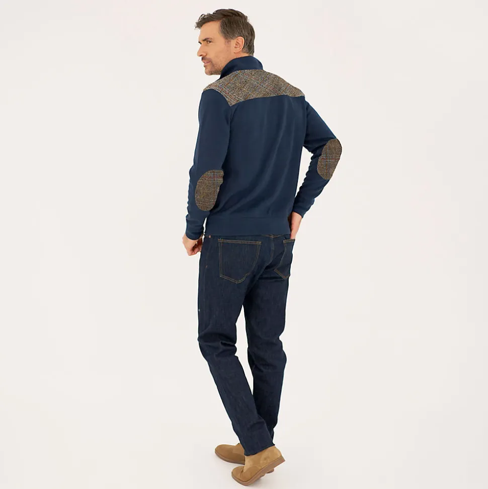 Harris Tweed Rippstrick-Pullover mit Reißverschluss
