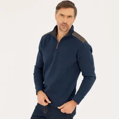 Harris Tweed Rippstrick-Pullover mit Reißverschluss