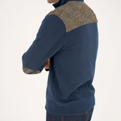 Harris Tweed Rippstrick-Pullover mit Reißverschluss