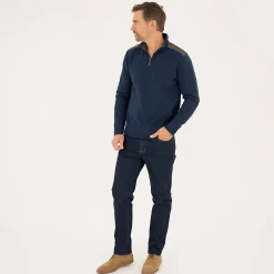 Harris Tweed Rippstrick-Pullover mit Reißverschluss