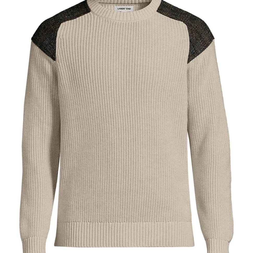 Harris Tweed Strickpullover mit Tweed-Patches