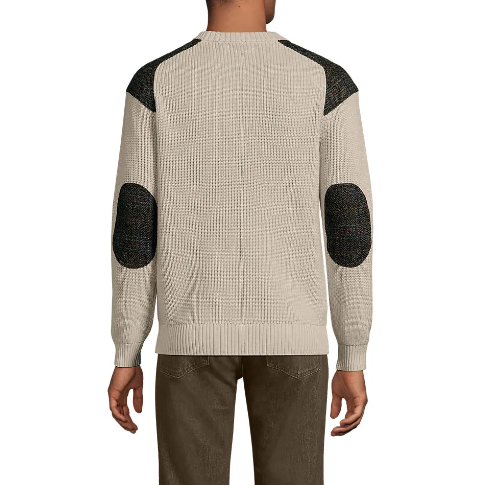 Harris Tweed Strickpullover mit Tweed-Patches