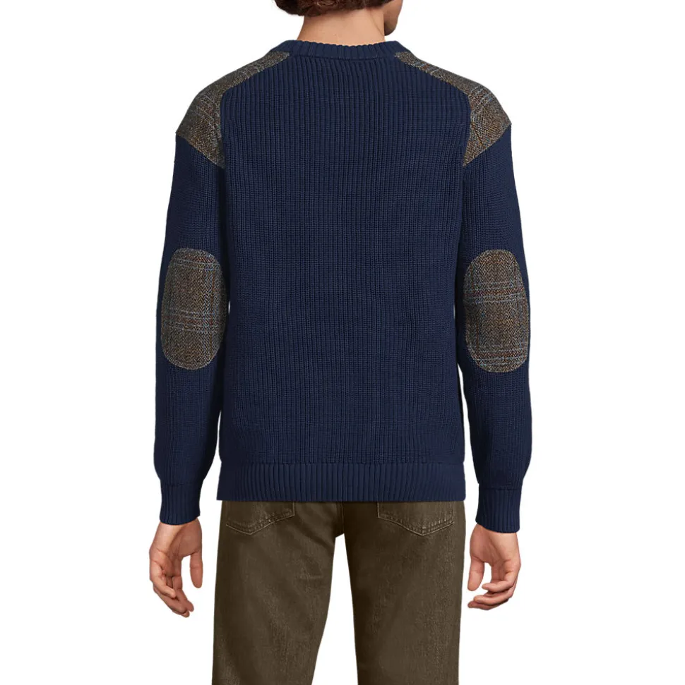 Harris Tweed Strickpullover mit Tweed-Patches