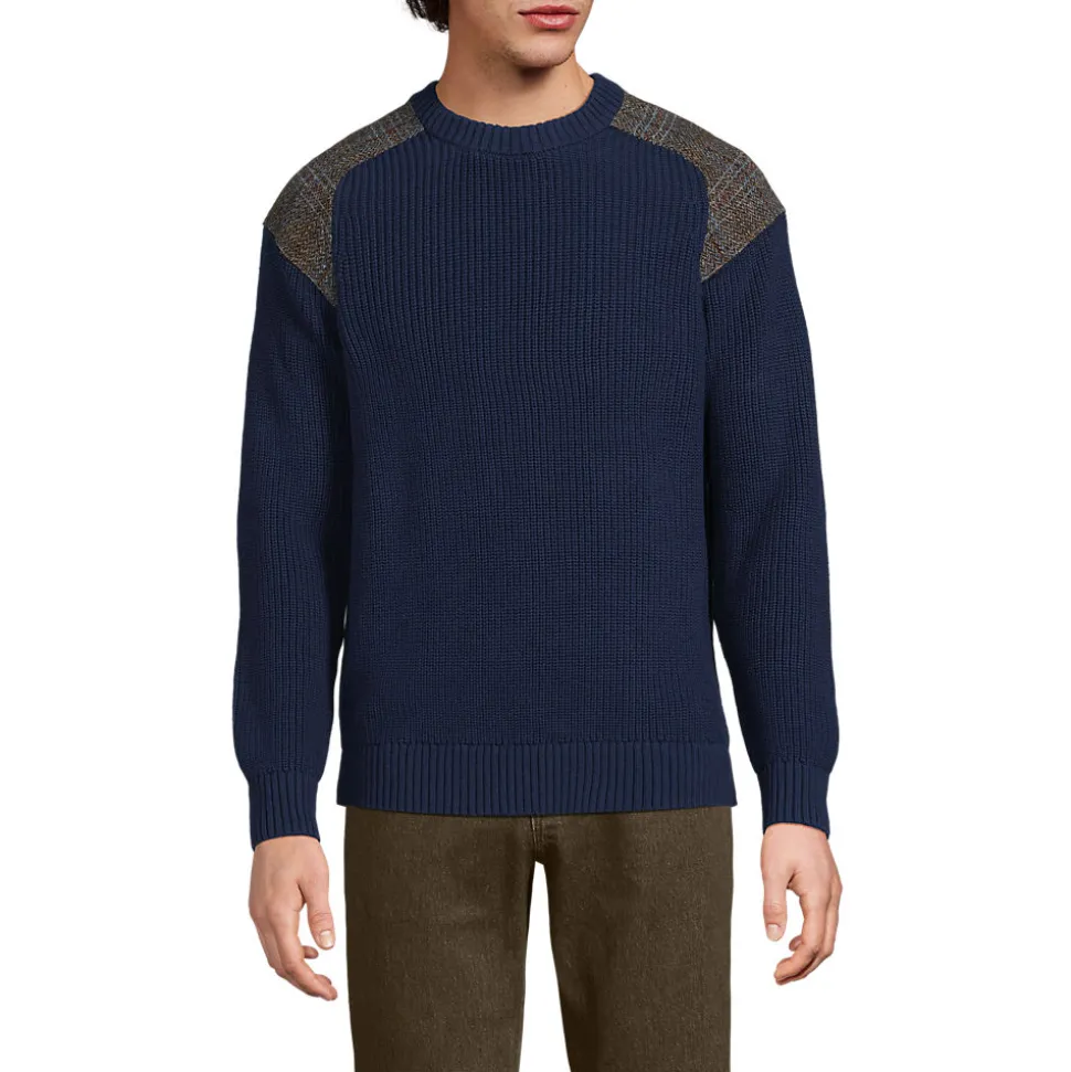 Harris Tweed Strickpullover mit Tweed-Patches