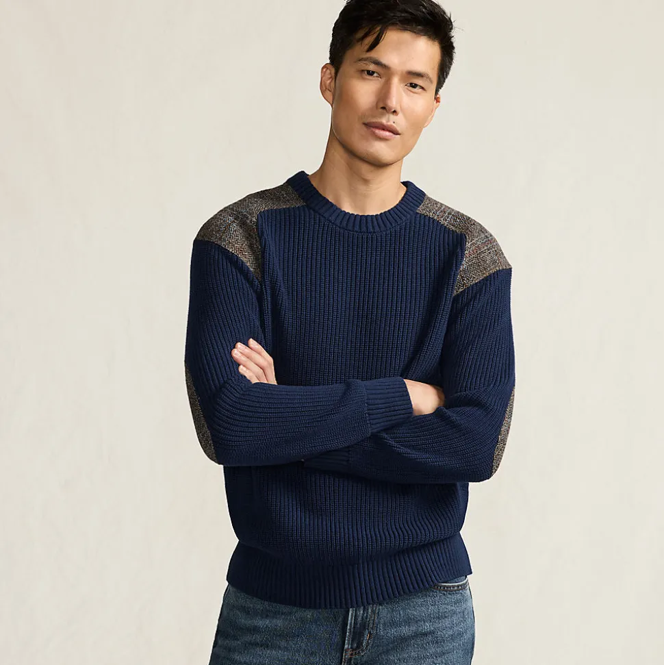 Harris Tweed Strickpullover mit Tweed-Patches