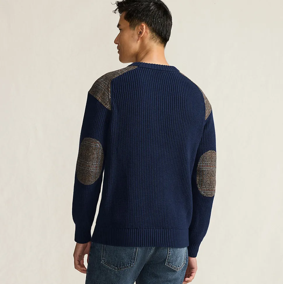 Harris Tweed Strickpullover mit Tweed-Patches