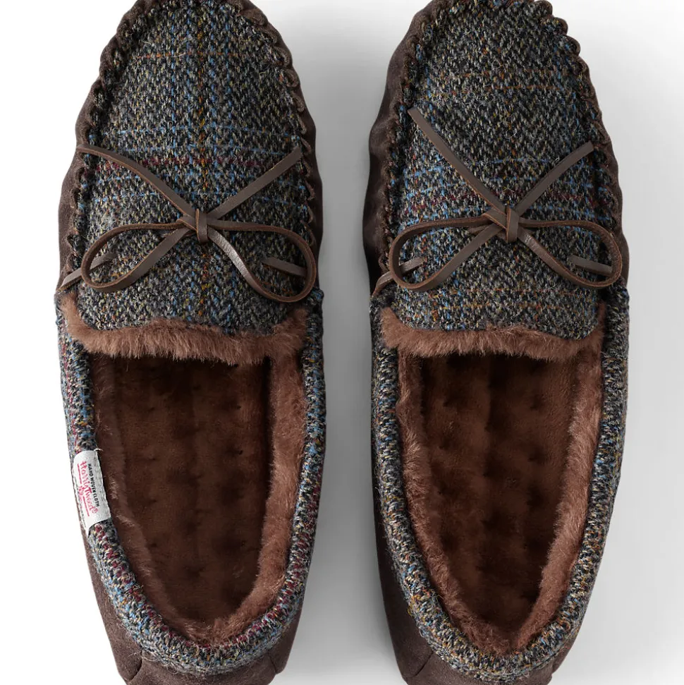 Harris Tweed Veloursleder-Mokassins