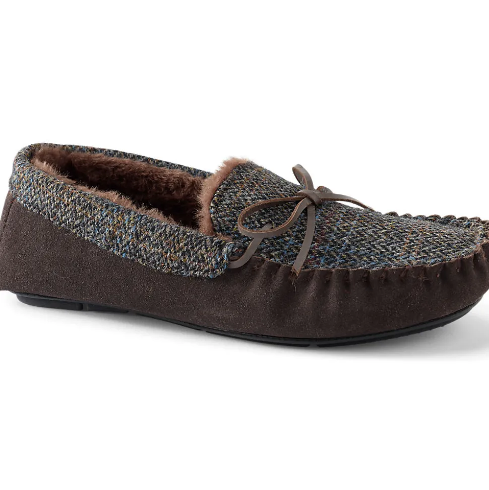 Harris Tweed Veloursleder-Mokassins