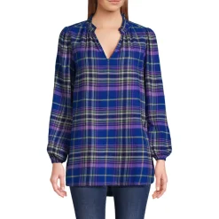 Hemdbluse aus Flanell mit Rüschenkragen für Damen