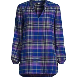 Hemdbluse aus Flanell mit Rüschenkragen für Damen