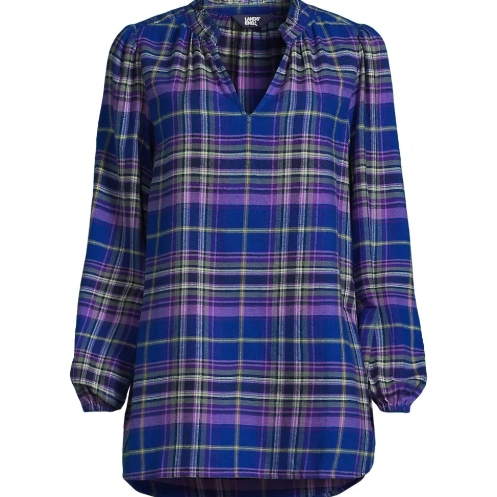 Hemdbluse aus Flanell mit Rüschenkragen für Damen