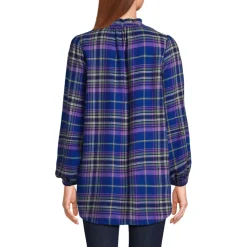Hemdbluse aus Flanell mit Rüschenkragen für Damen