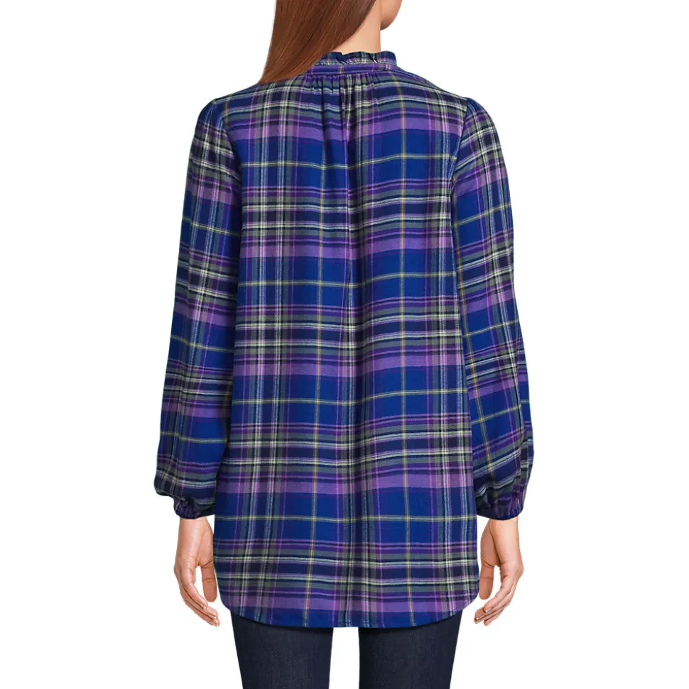 Hemdbluse aus Flanell mit Rüschenkragen für Damen