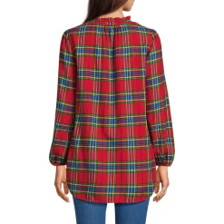 Hemdbluse aus Flanell mit Rüschenkragen für Damen