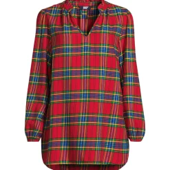 Hemdbluse aus Flanell mit Rüschenkragen für Damen