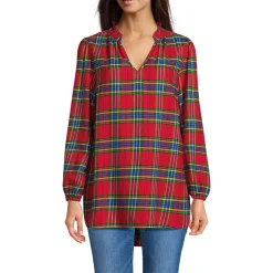 Hemdbluse aus Flanell mit Rüschenkragen für Damen