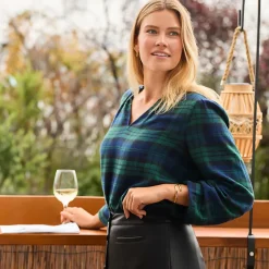 Hemdbluse aus Flanell mit Rüschenkragen für Damen
