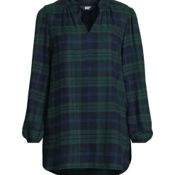 Hemdbluse aus Flanell mit Rüschenkragen für Damen