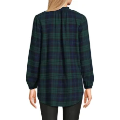 Hemdbluse aus Flanell mit Rüschenkragen für Damen