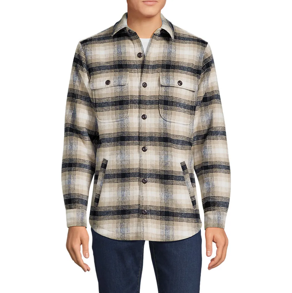 Hemdjacke aus gebürstetem Flanell und Stepp für Herren