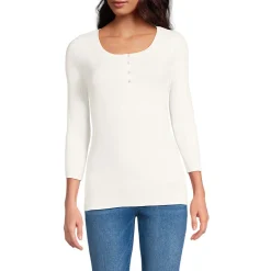 Henley-Shirt mit 3/4 Ärmeln für Damen