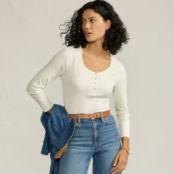 Henley-Shirt mit 3/4 Ärmeln für Damen