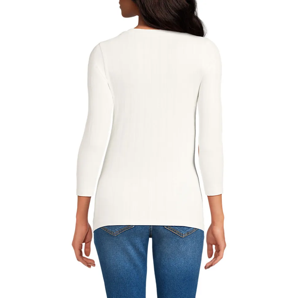 Henley-Shirt mit 3/4 Ärmeln für Damen