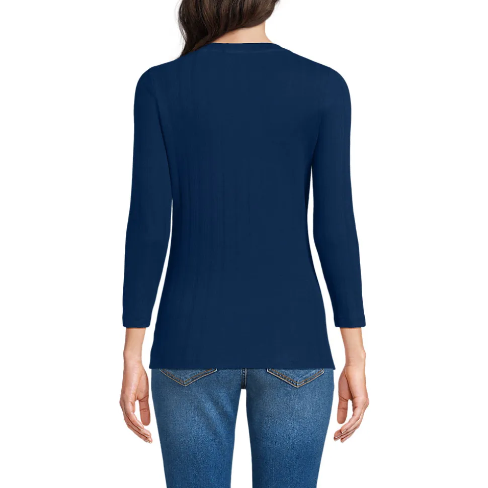 Henley-Shirt mit 3/4 Ärmeln für Damen