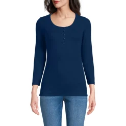 Henley-Shirt mit 3/4 Ärmeln für Damen