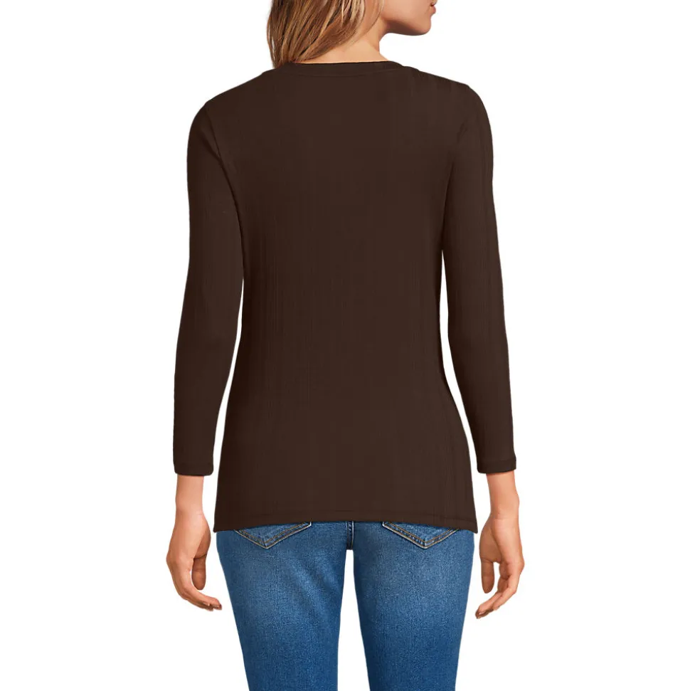 Henley-Shirt mit 3/4 Ärmeln für Damen