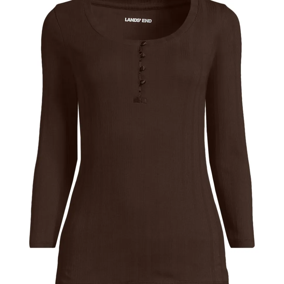 Henley-Shirt mit 3/4 Ärmeln für Damen