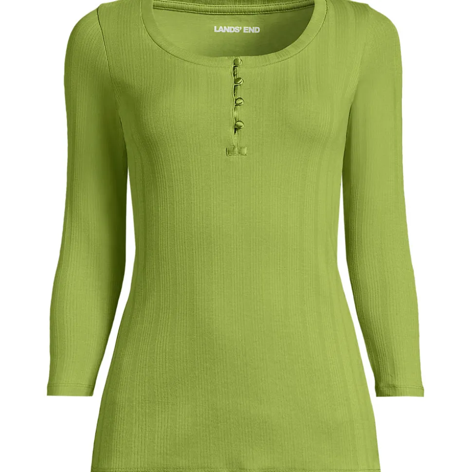 Henley-Shirt mit 3/4 Ärmeln für Damen