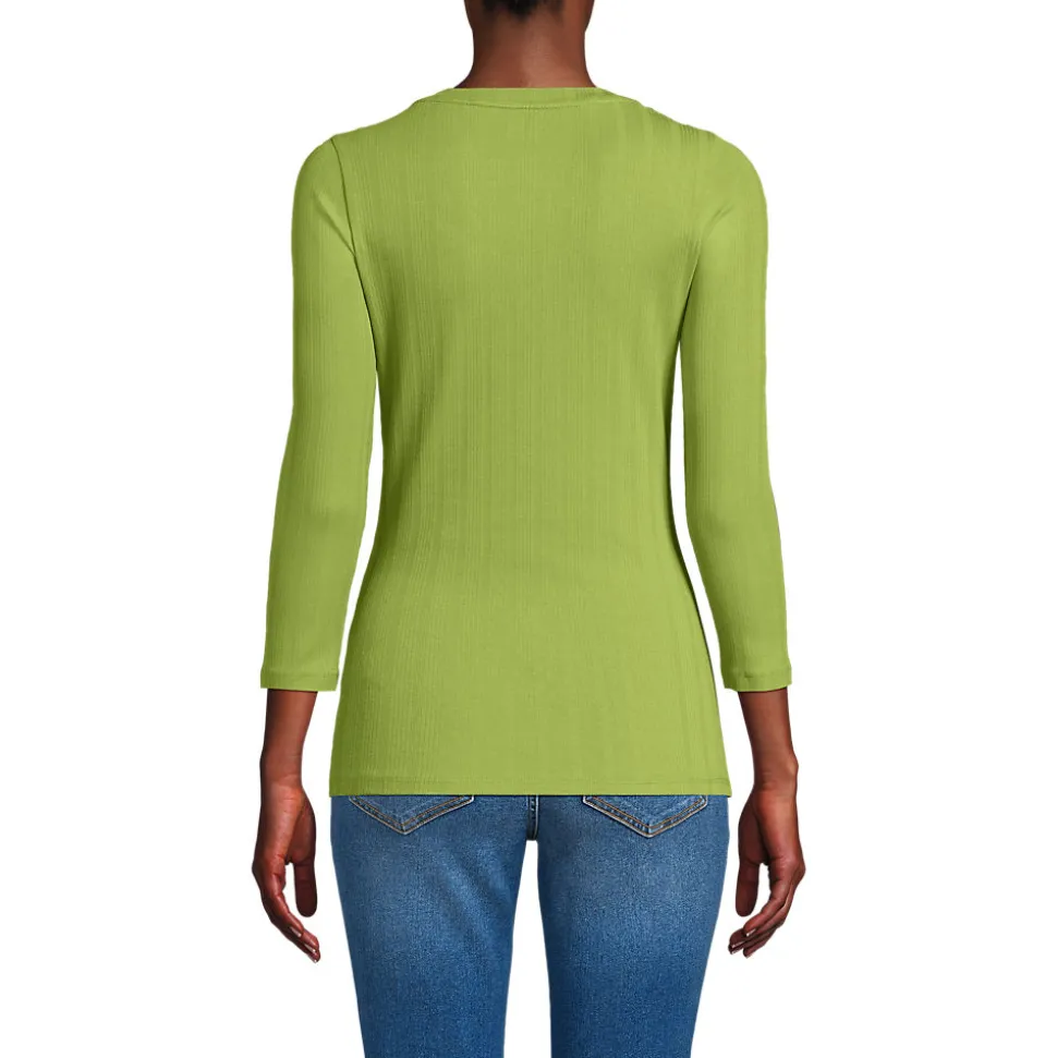 Henley-Shirt mit 3/4 Ärmeln für Damen