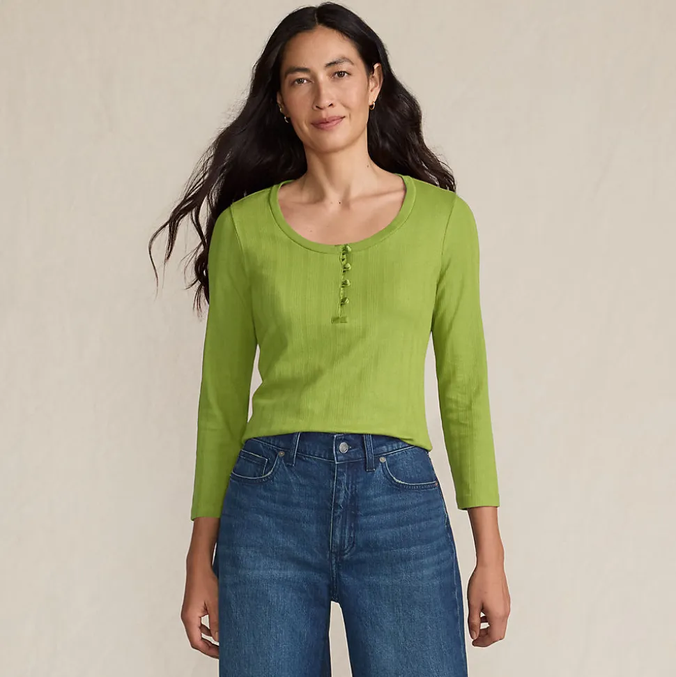 Henley-Shirt mit 3/4 Ärmeln für Damen