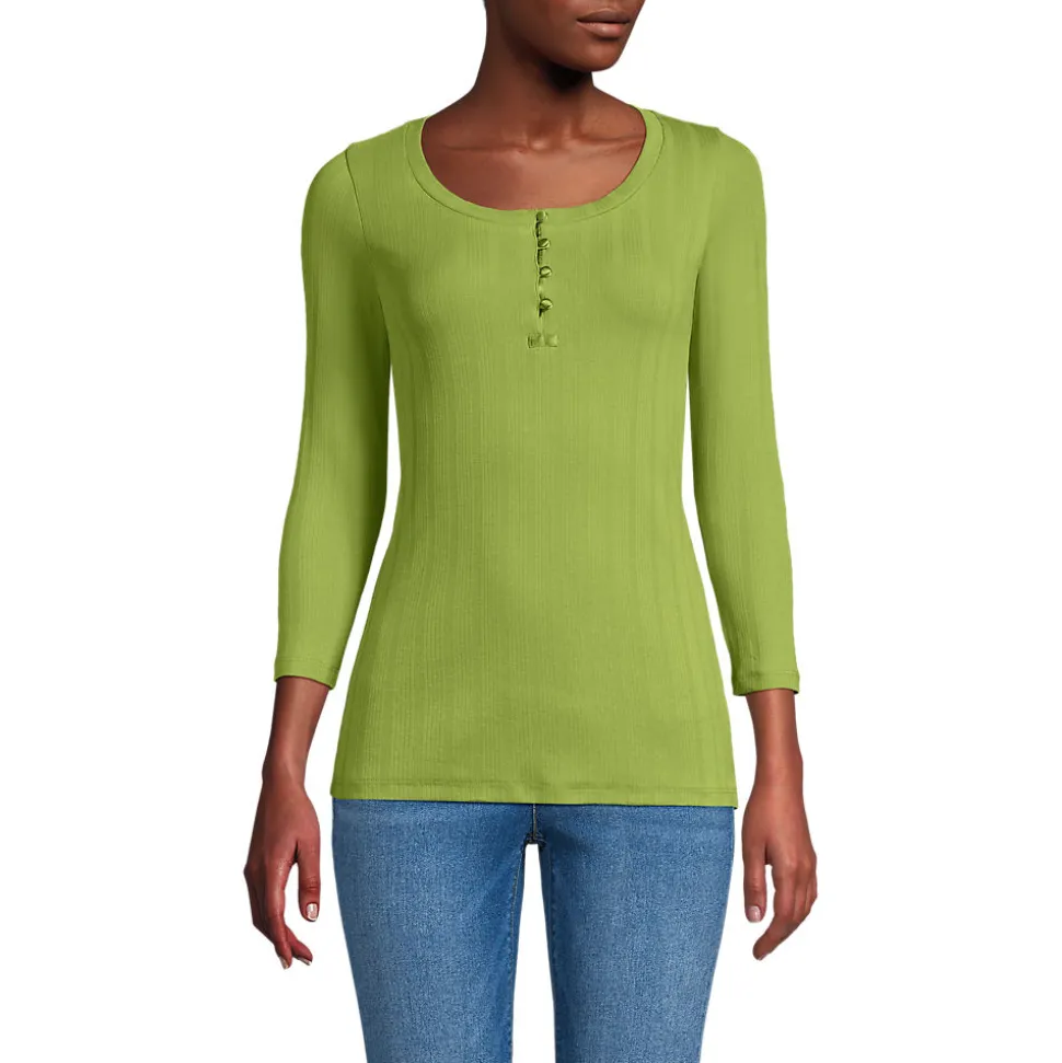 Henley-Shirt mit 3/4 Ärmeln für Damen