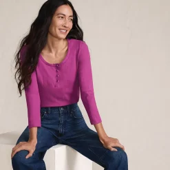 Henley-Shirt mit 3/4 Ärmeln für Damen