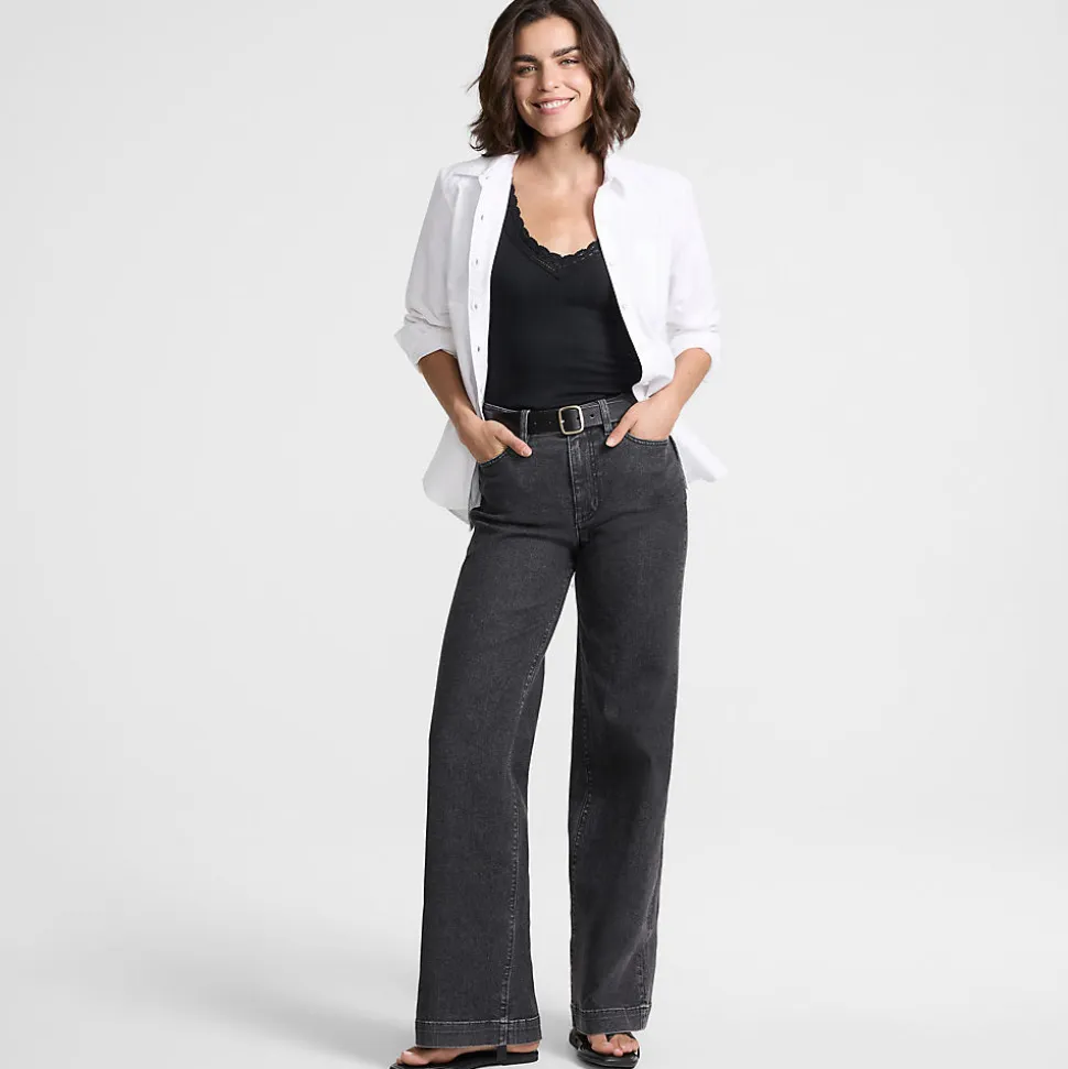 High Waist Jeans mit weitem Bein