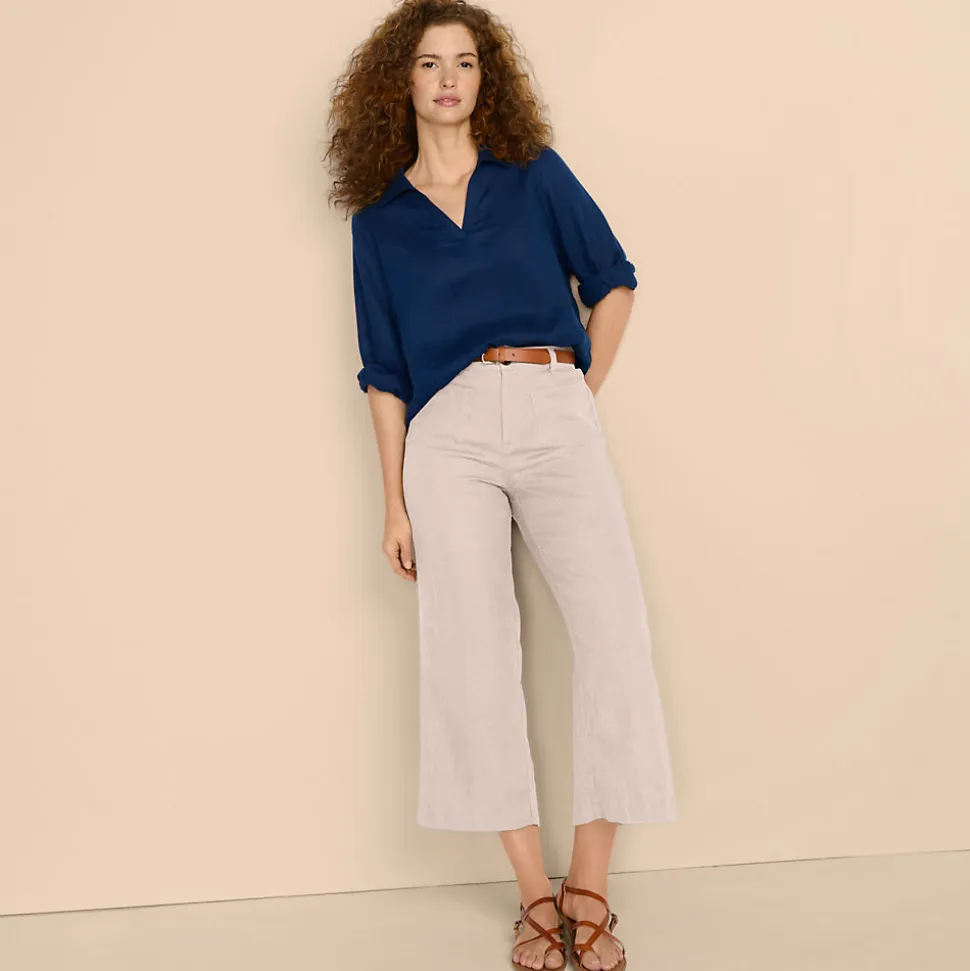 7/8-Hose aus Leinen für Damen